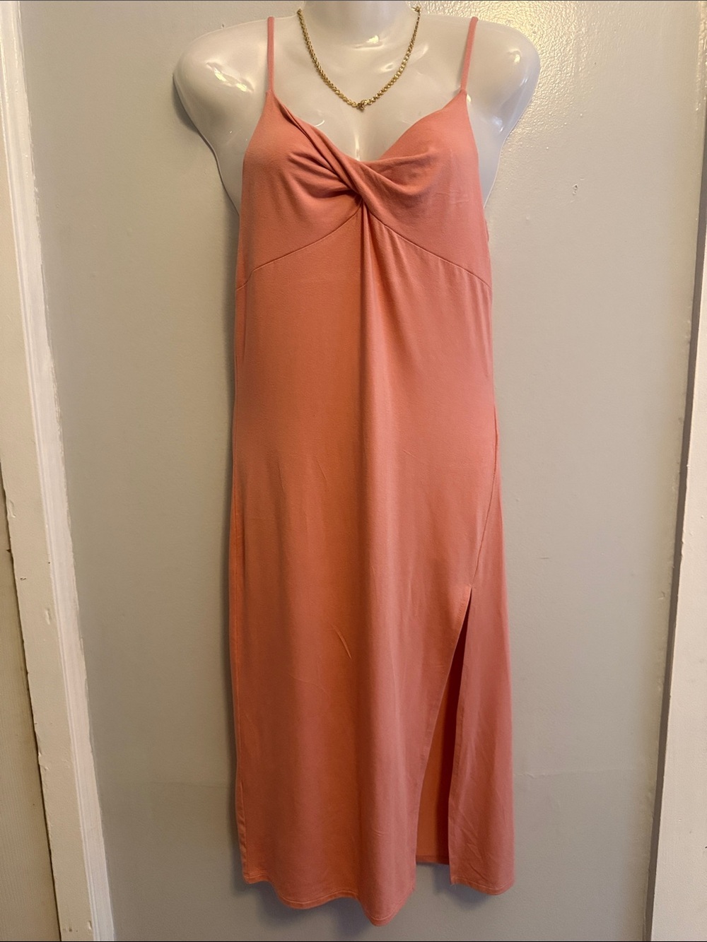 Forever 21 Coral Slip Midi Dress with Twist Front